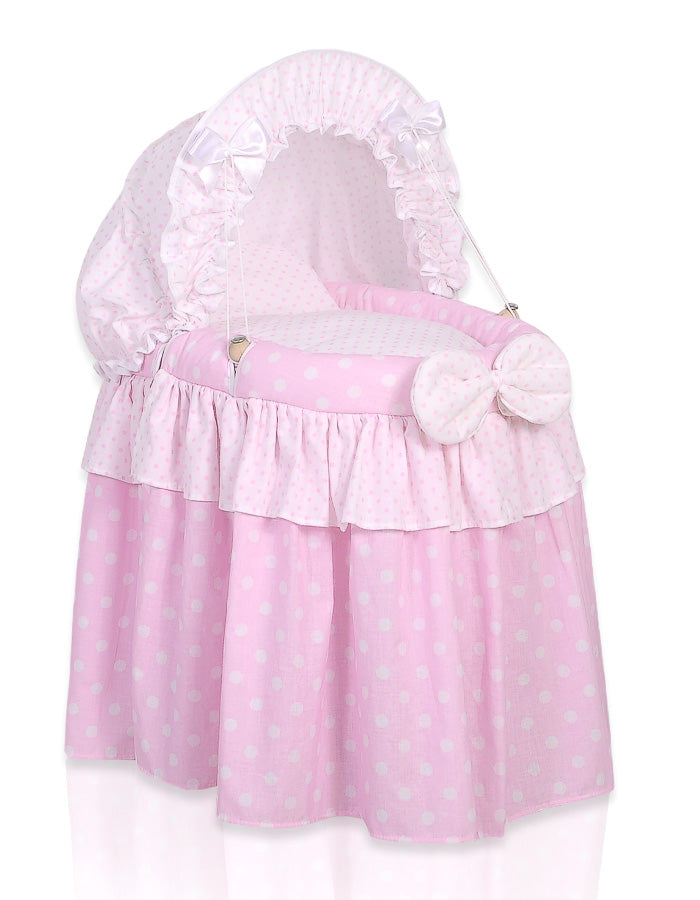 Wicker crib for doll Moses basket for dolls with hood LAURA pink