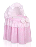 Wicker crib for doll Moses basket for dolls with hood LAURA pink