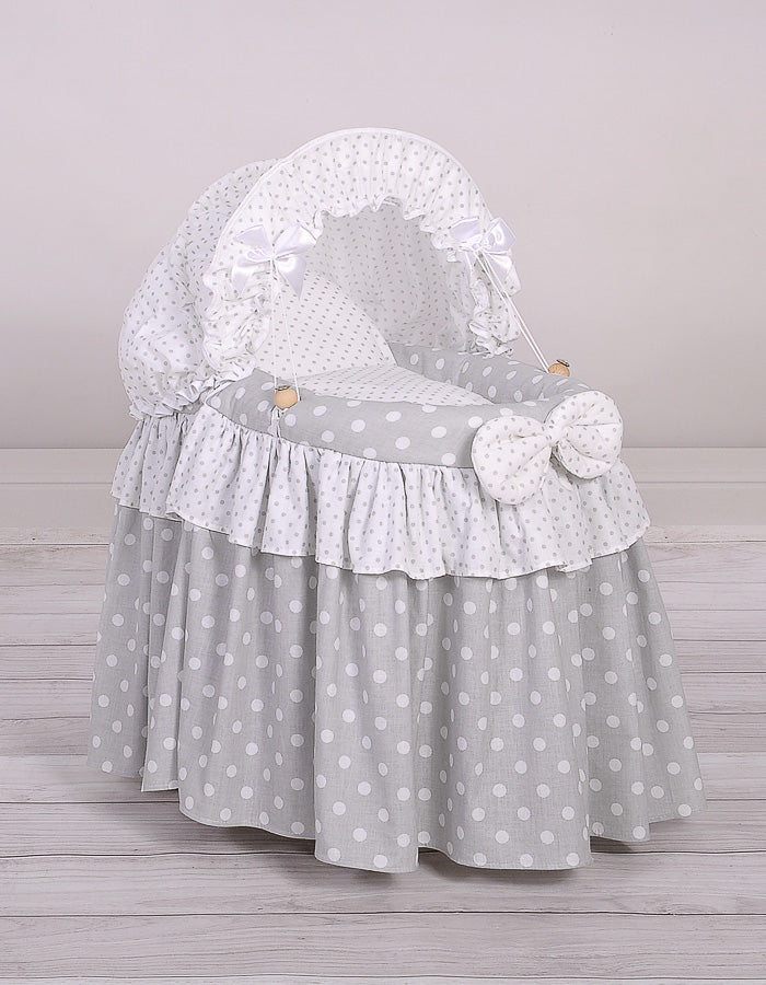 Wicker crib for doll Moses basket for dolls with hood LAURA grey