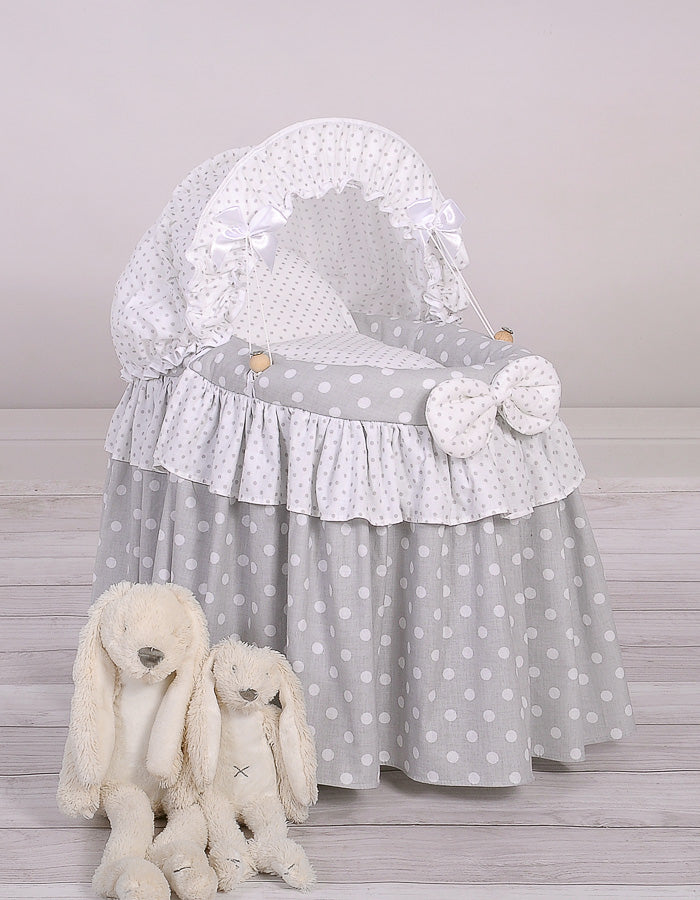 Wicker crib for doll Moses basket for dolls with hood LAURA grey