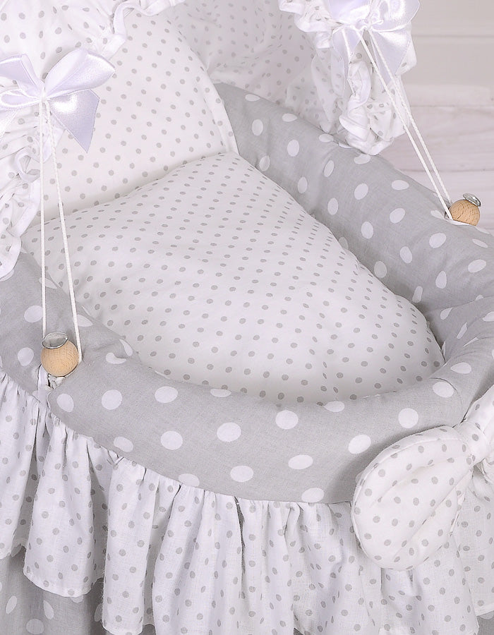 Wicker crib for doll Moses basket for dolls with hood LAURA grey