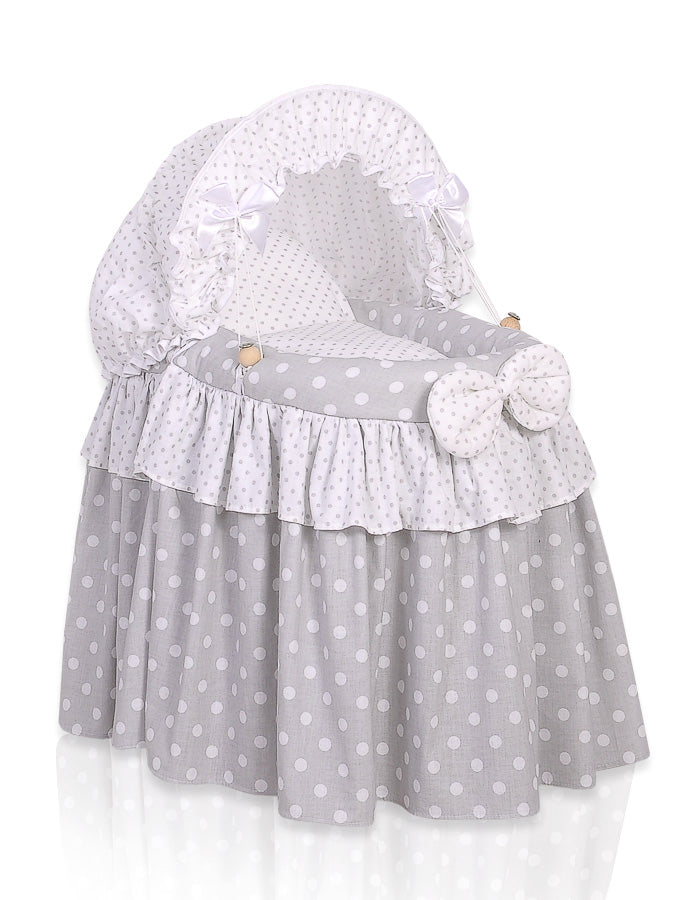 Wicker crib for doll Moses basket for dolls with hood LAURA grey