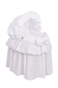 Wicker crib for doll Moses basket for dolls with hood AURORA white with embroidered lace