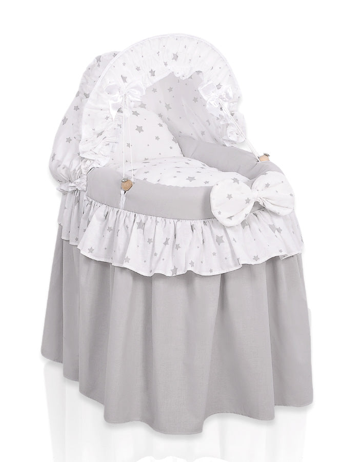 Wicker crib for doll Moses basket for dolls with hood LAURA szary