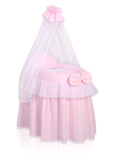 Wicker crib for doll Moses basket for dolls with drape LITTLE PRINCESS pink