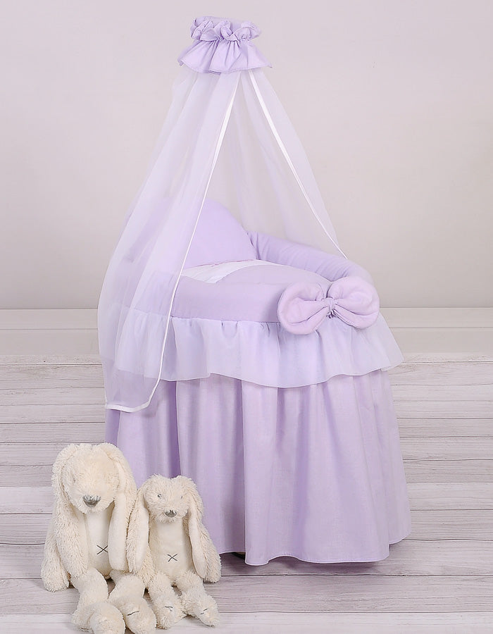 Wicker crib for doll Moses basket for dolls with drape LITTLE PRINCESS lilac
