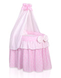 Wicker crib for doll Moses basket for dolls with drape LAURA pink