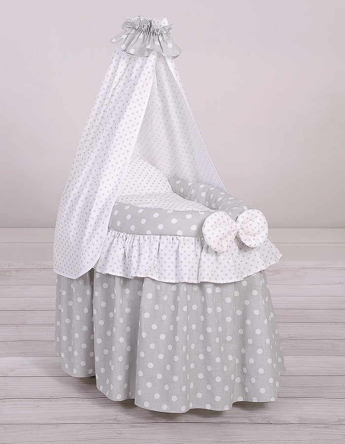 Wicker crib for doll Moses basket for dolls with drape LAURA grey