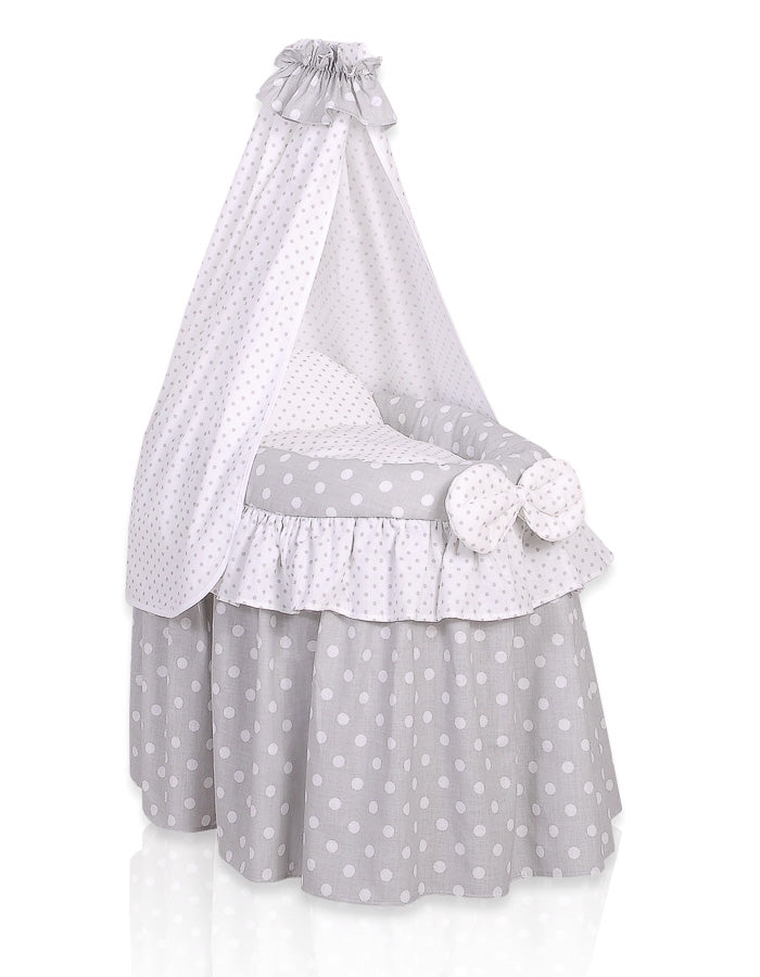 Wicker crib for doll Moses basket for dolls with drape LAURA grey