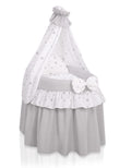 Wicker crib for doll Moses basket for dolls with drape LAURA grey