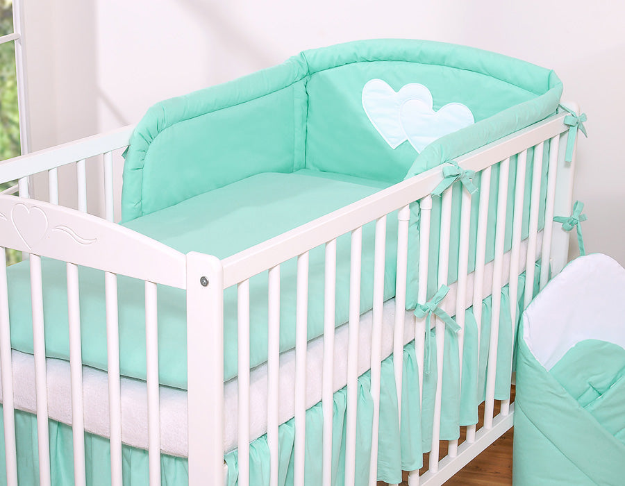 Universal crib rail bumper – Hearts mint