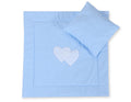 Pram bedding set with duvet and pillow 2pcs - Hearts blue checkered