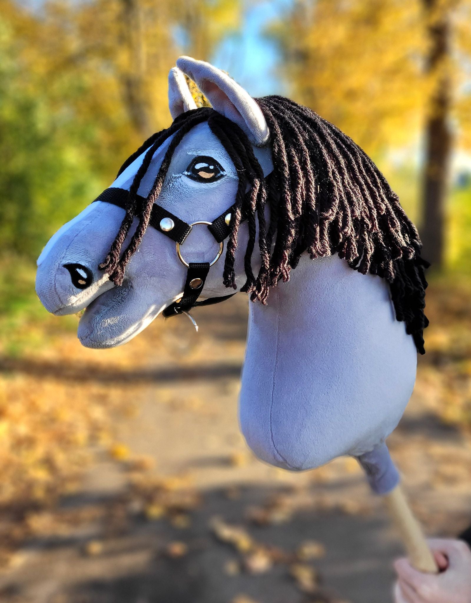 Horse on a stick Super Hobby Horse Premium - gray horse IV with black mane A3
