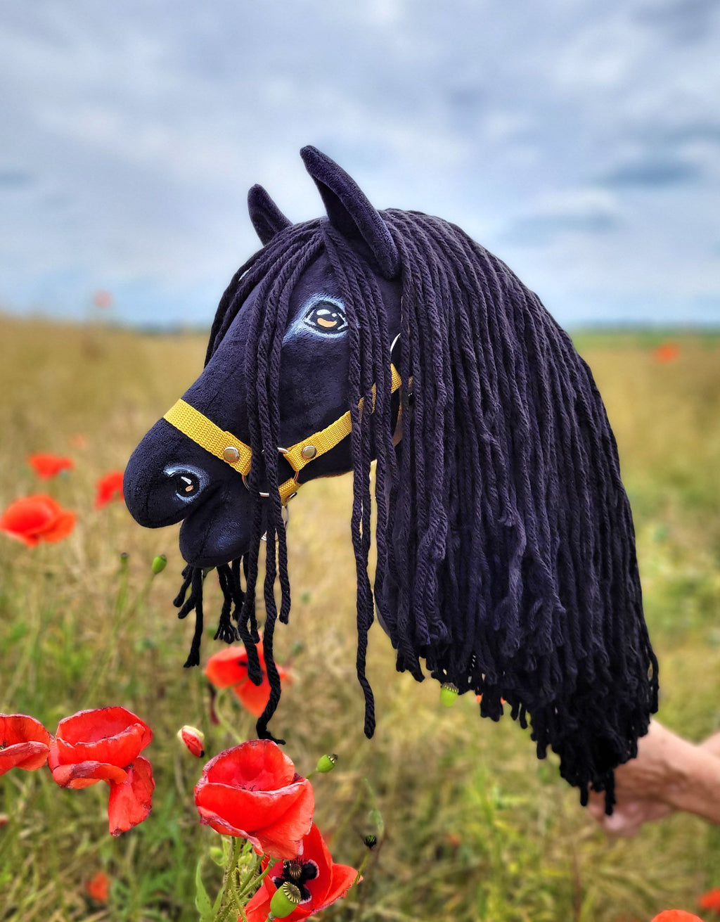 Horse on a stick Super Hobby Horse Premium - friesian horse frieze A3