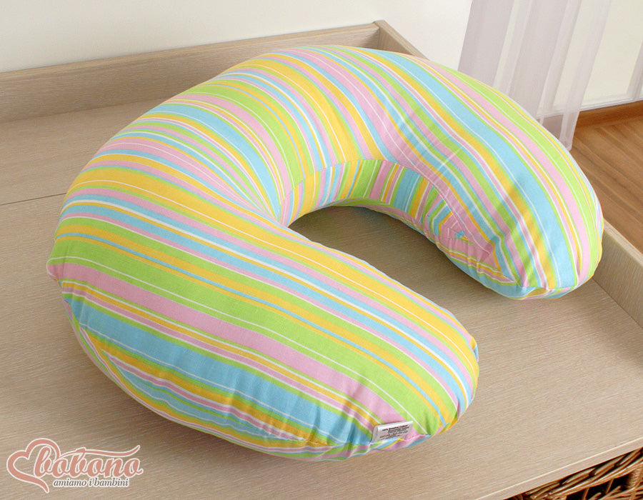 Breastfeeding Pillow Nursing Croissant Pillow, removable, Hands-Free Feeding - Rainbow strips