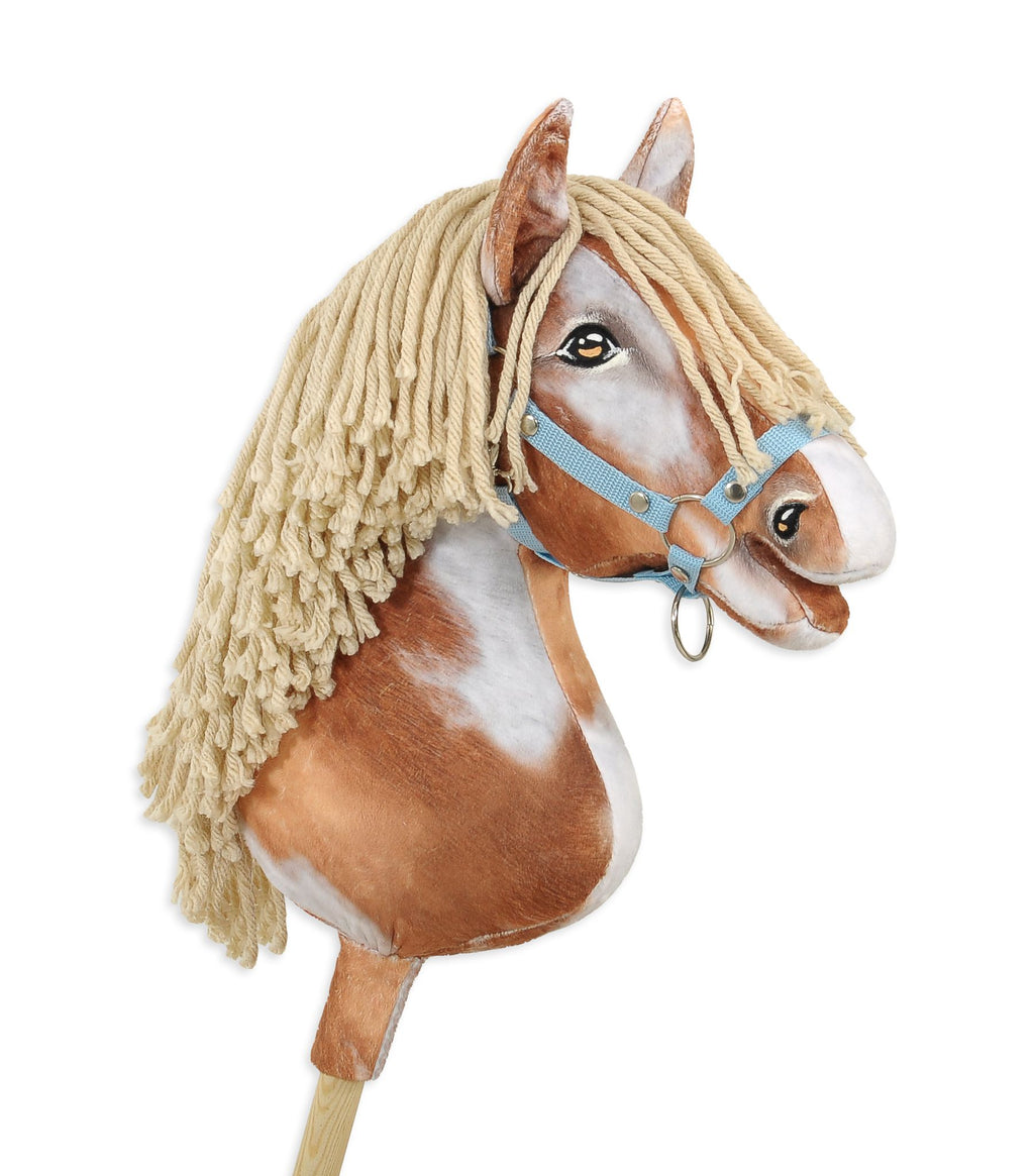 Horse on a stick Super Hobby Horse Premium - tobiano bay horse with a beige mane A3