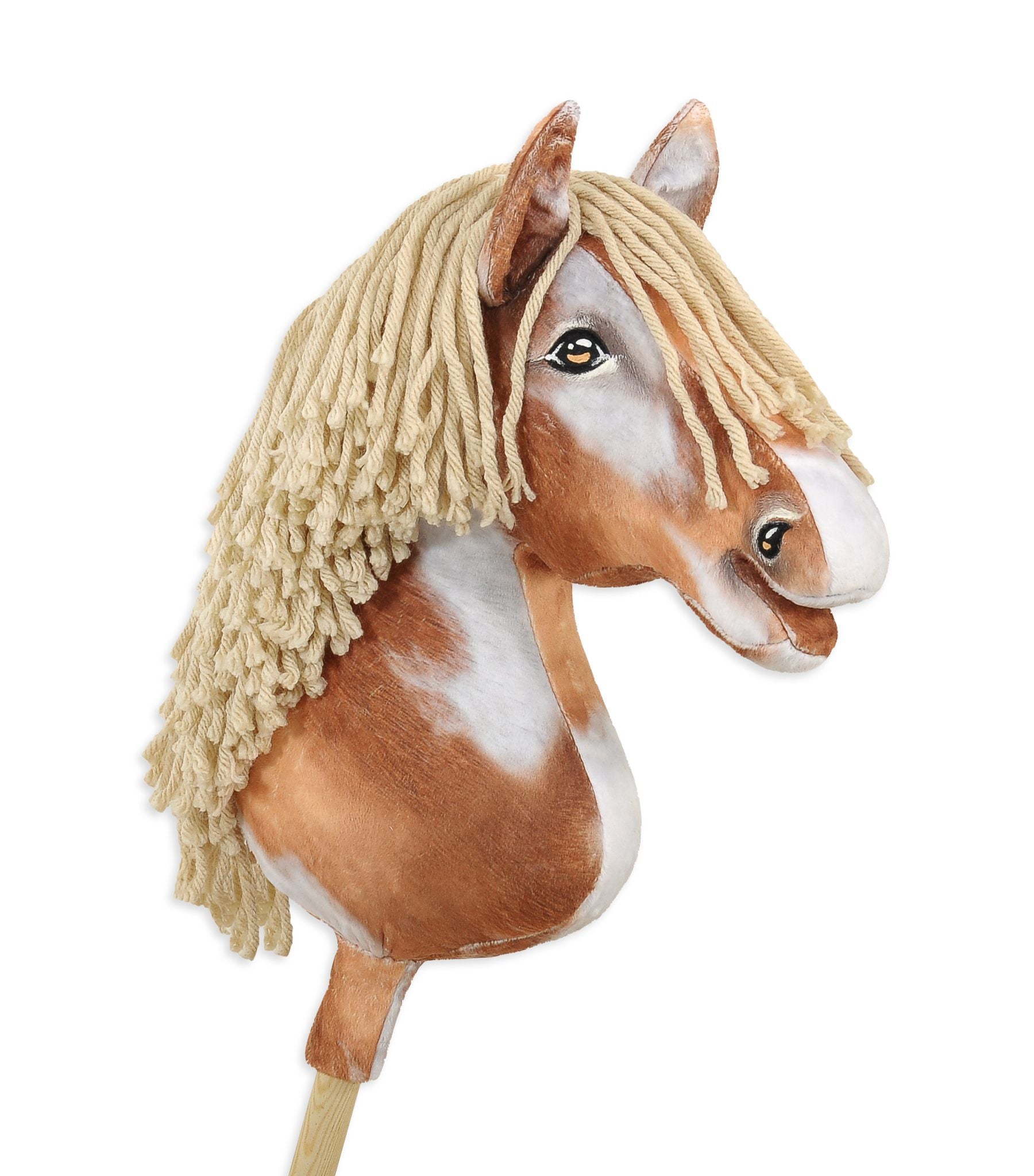 Horse on a stick Super Hobby Horse Premium - tobiano bay horse with a beige mane A3