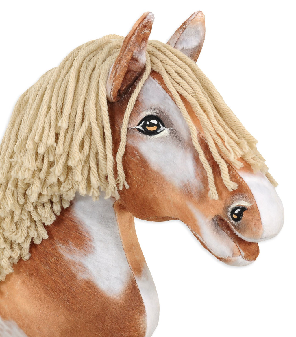 Horse on a stick Super Hobby Horse Premium - tobiano bay horse with a beige mane A3