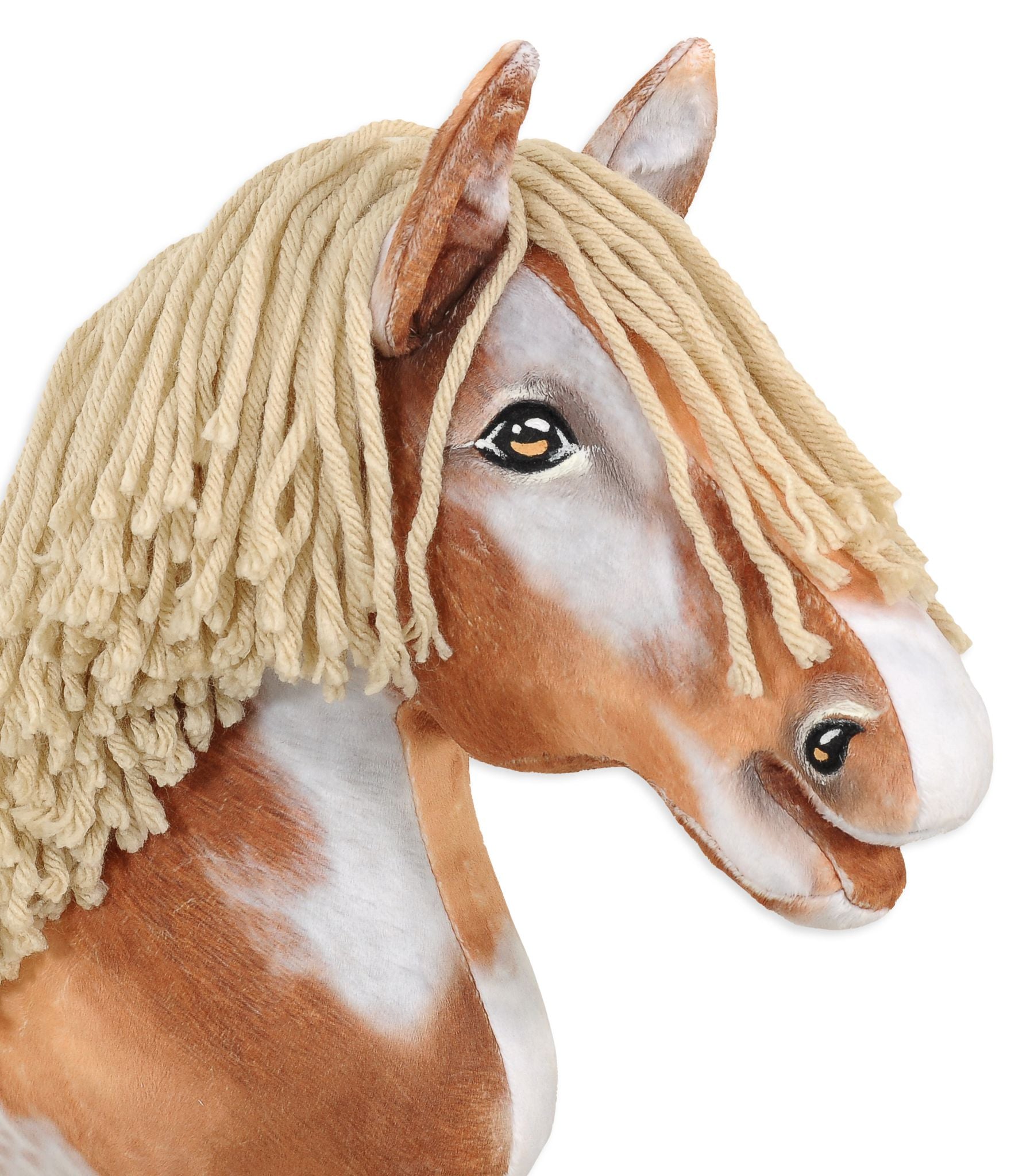 Horse on a stick Super Hobby Horse Premium - tobiano bay horse with a beige mane A3