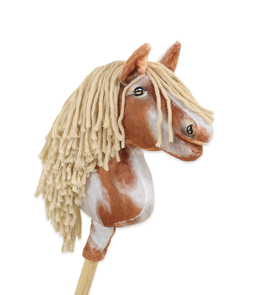 Horse on a stick Super Hobby Horse Premium - tobiano bay horse with a beige maneA4