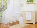Large mosquito net for baby's bed made of white chiffon with circles and a bow - white hangers