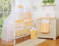 Large mosquito net for baby's bed made of white chiffon with circles and a bow - peach hangers