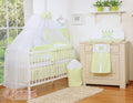 Large mosquito net for baby's bed made of white chiffon with circles and a bow - green hangers