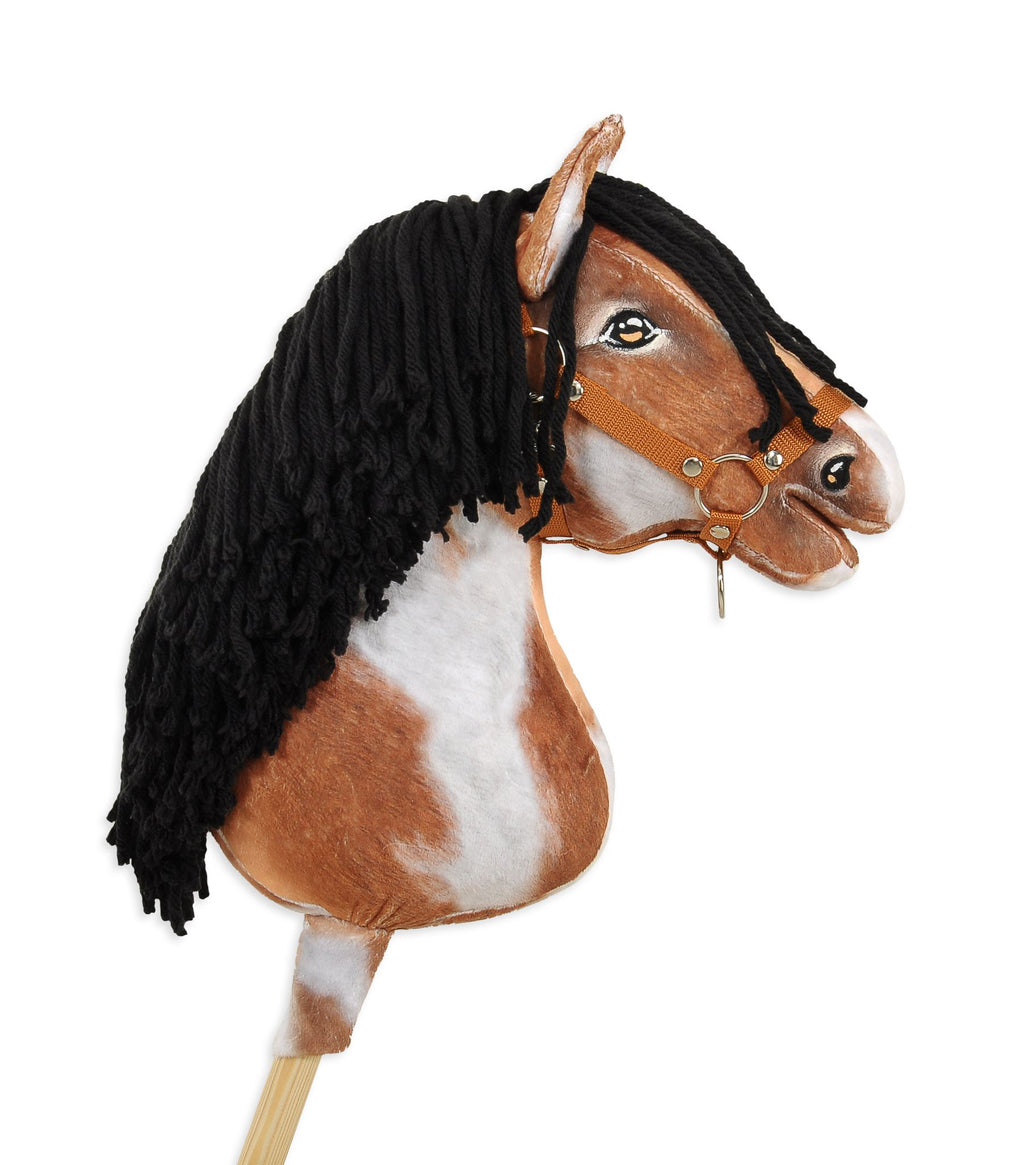 Horse on a stick Super Hobby Horse Premium - tobiano bay horse with a black mane A3