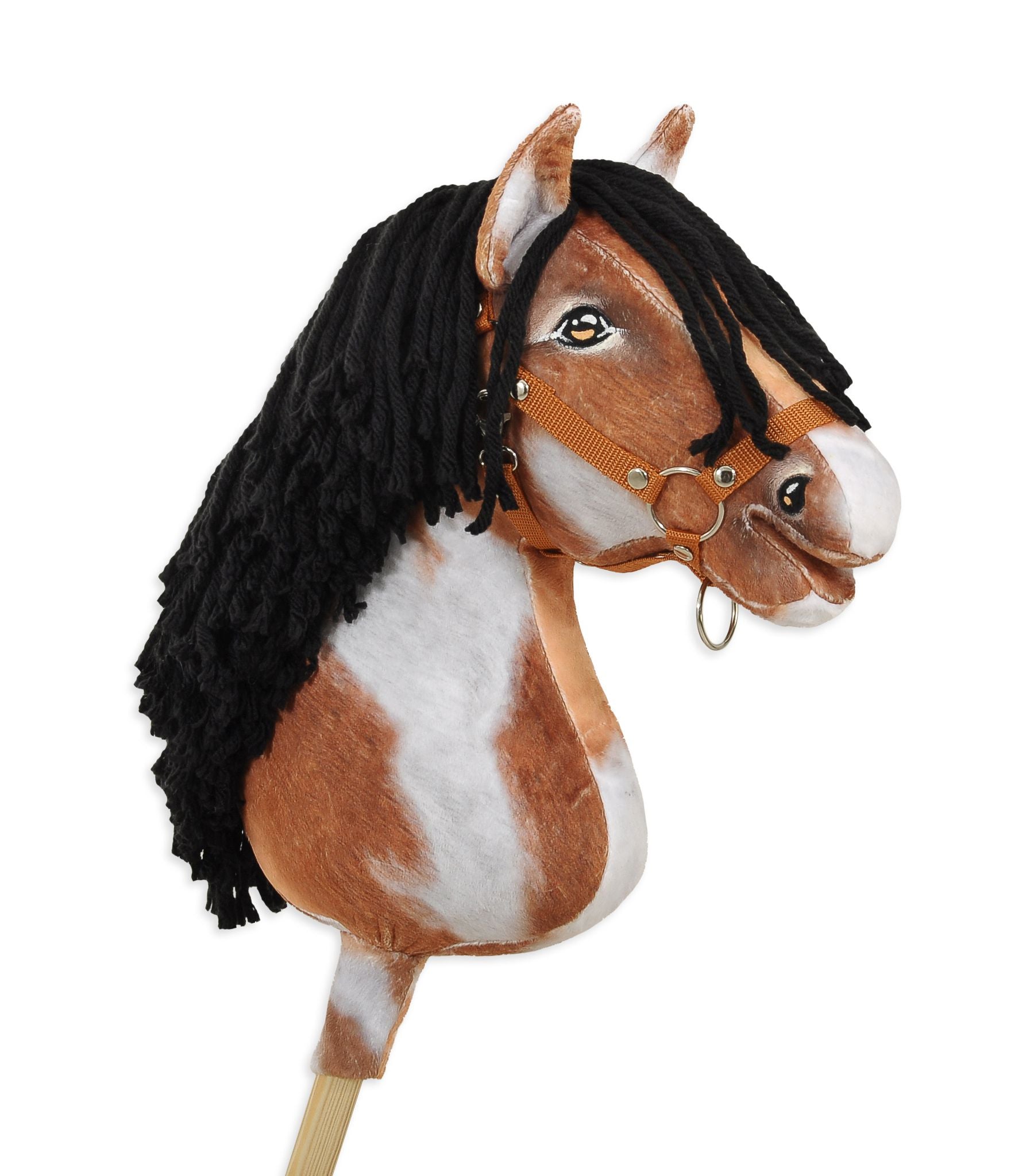 Horse on a stick Super Hobby Horse Premium - tobiano bay horse with a black mane A3
