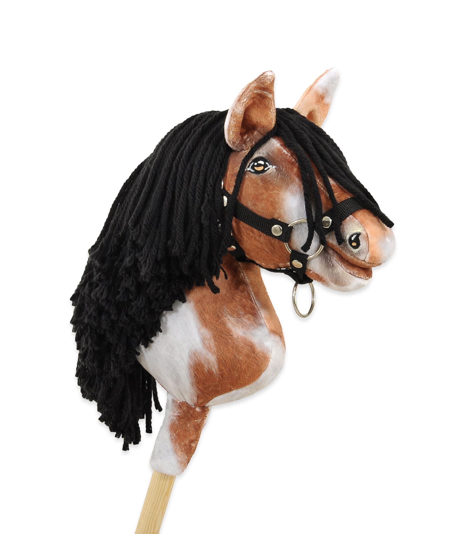 Horse on a stick Super Hobby Horse Premium - tobiano bay horse with a black maneA4