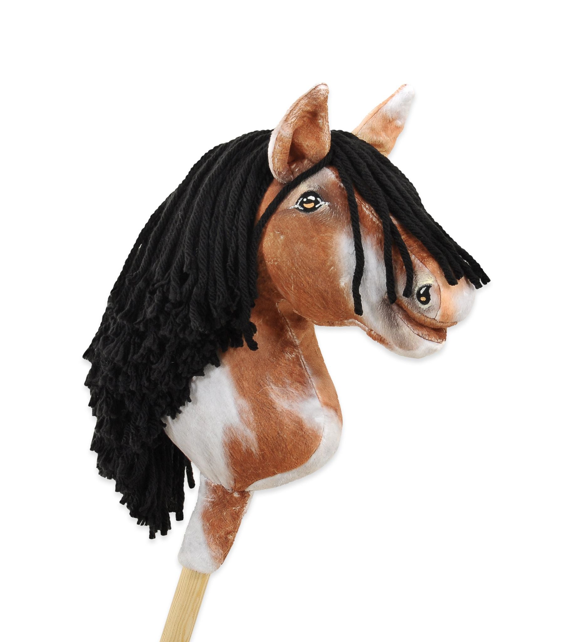 Horse on a stick Super Hobby Horse Premium - tobiano bay horse with a black maneA4