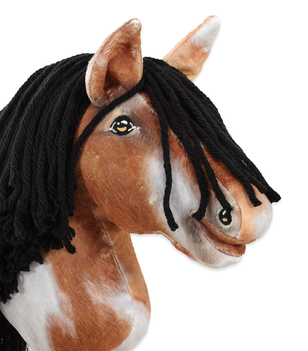 Horse on a stick Super Hobby Horse Premium - tobiano bay horse with a black maneA4