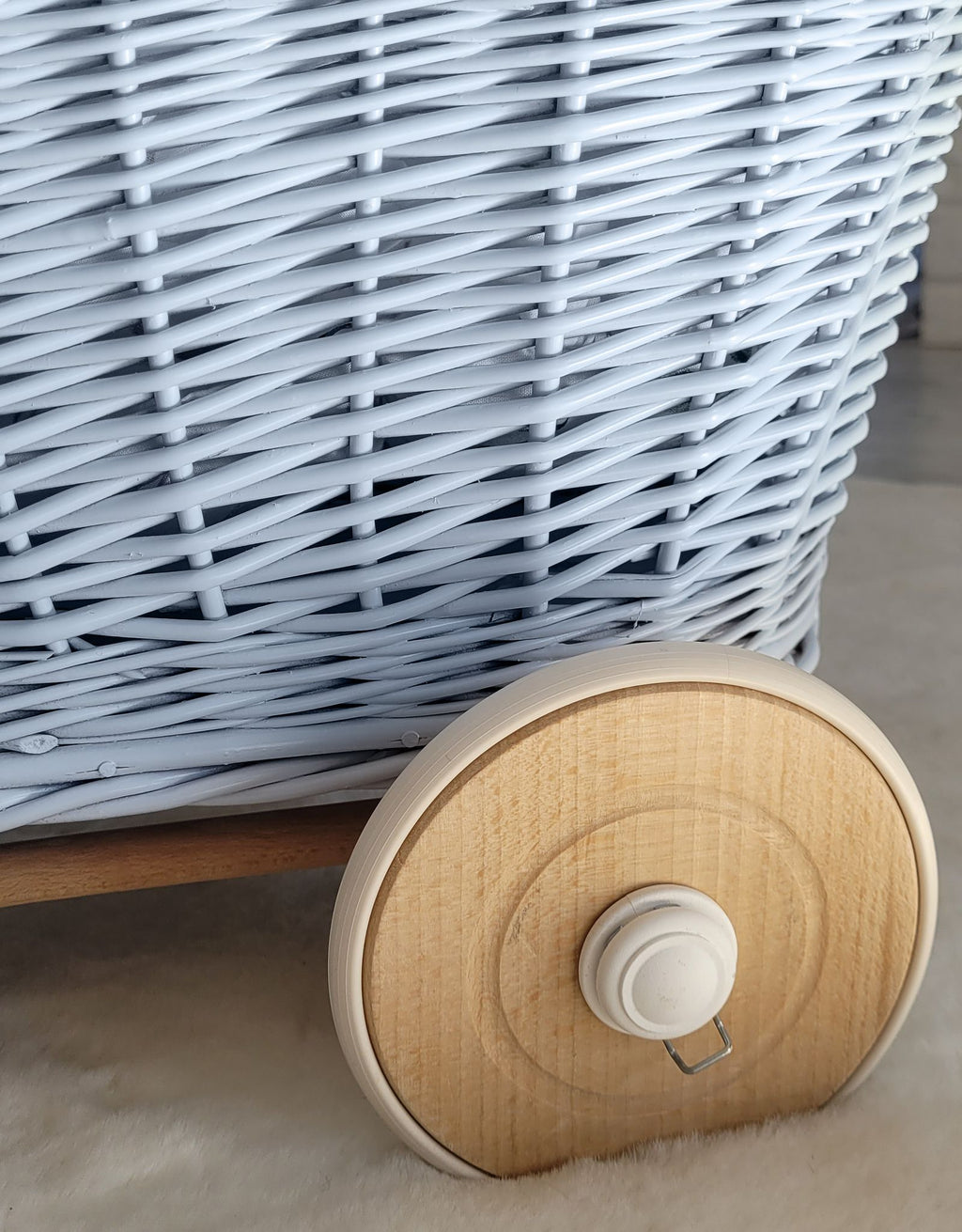 Wicker doll pushchair - blue