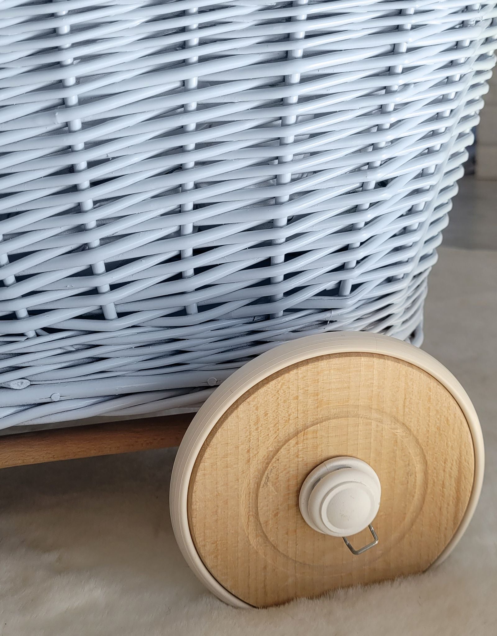 Wicker doll pushchair - blue