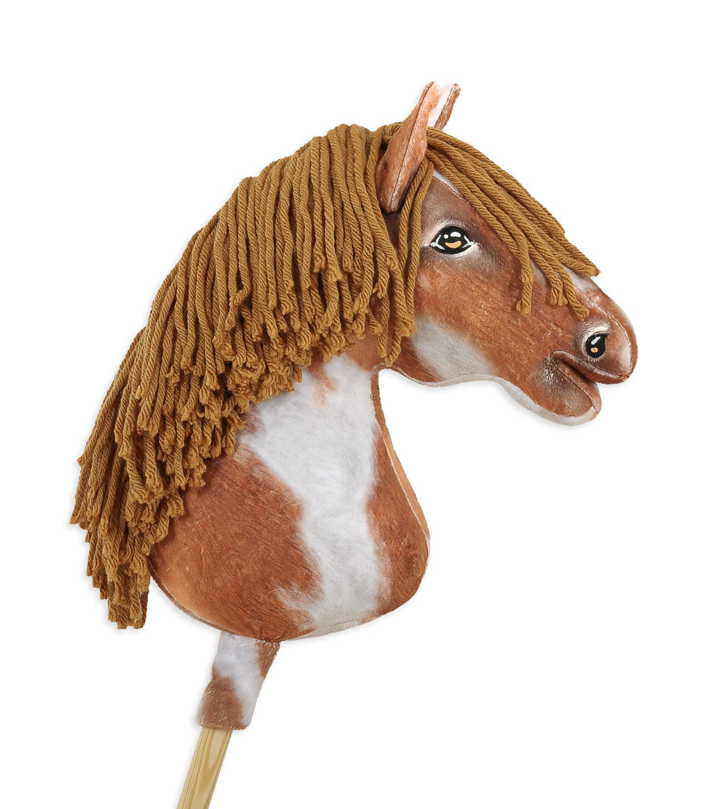 Horse on a stick Super Hobby Horse Premium - tobiano bay horse with a brown mane A3