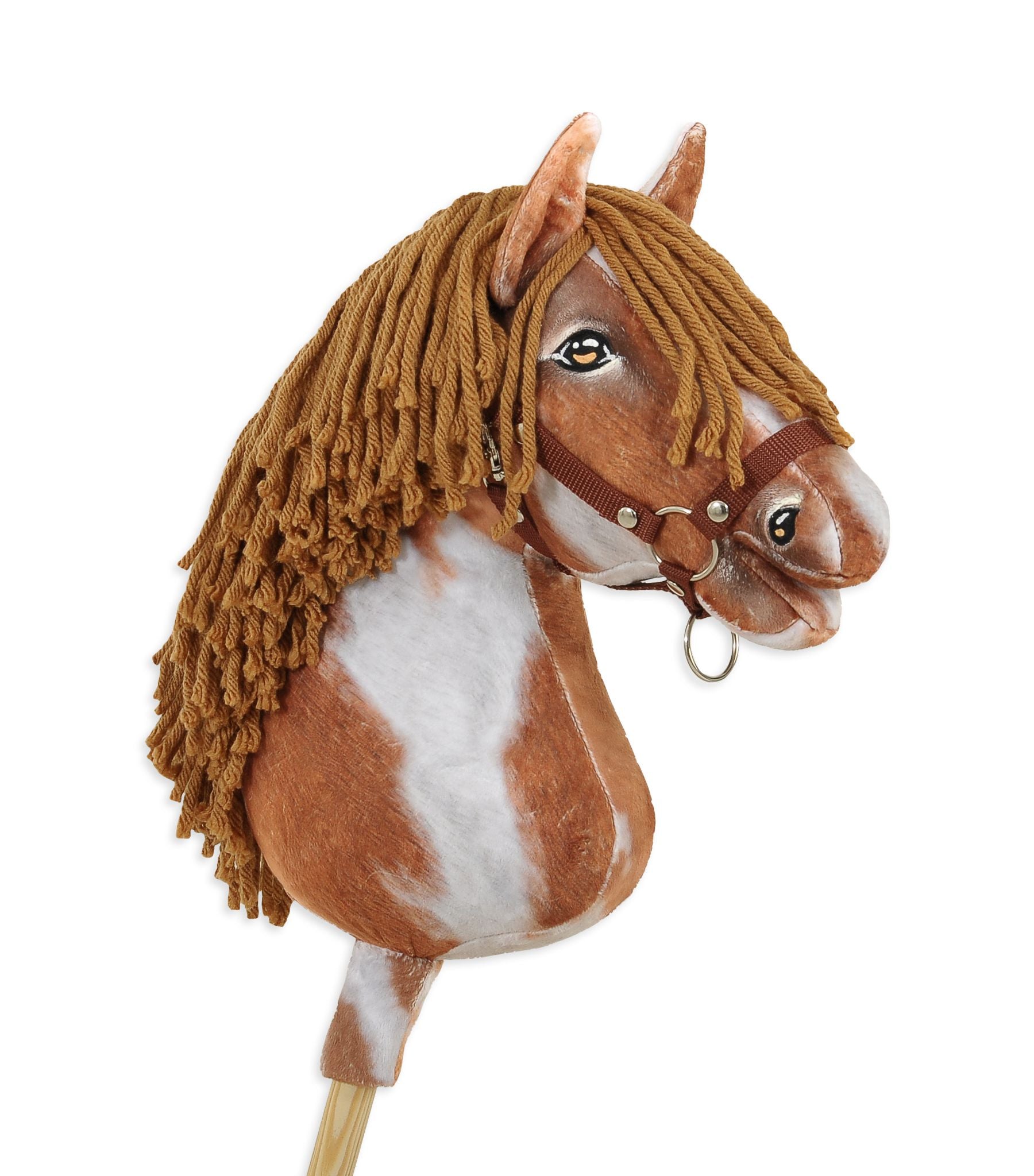 Horse on a stick Super Hobby Horse Premium - tobiano bay horse with a brown mane A3