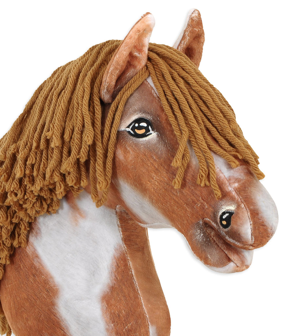 Horse on a stick Super Hobby Horse Premium - tobiano bay horse with a brown mane A3