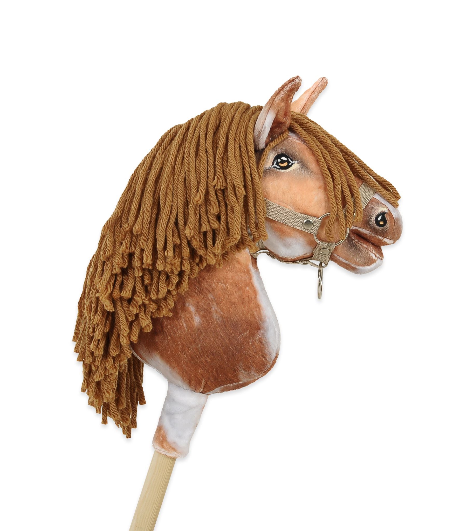 Horse on a stick Super Hobby Horse Premium - tobiano bay horse with a brown maneA4
