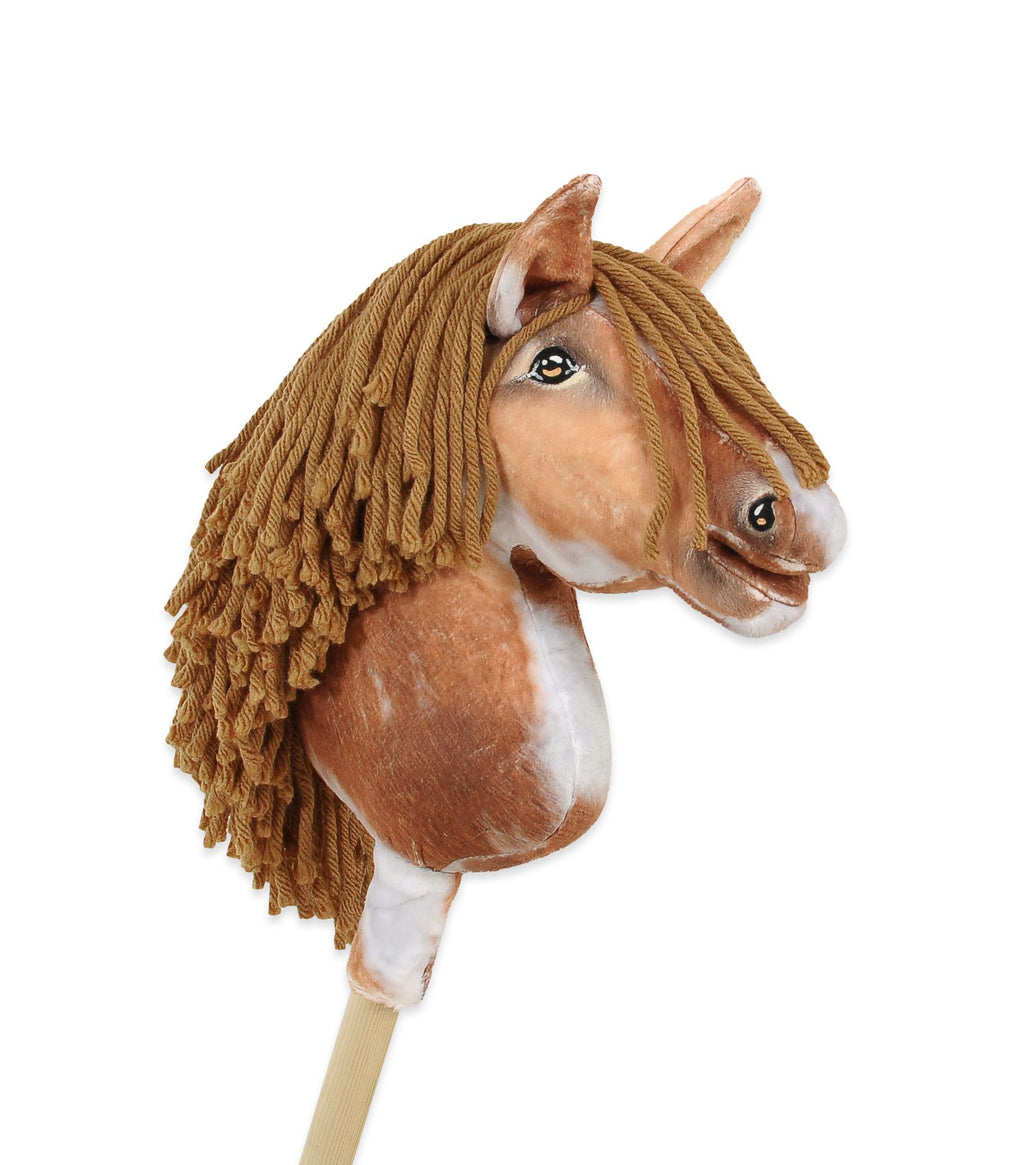 Horse on a stick Super Hobby Horse Premium - tobiano bay horse with a brown maneA4