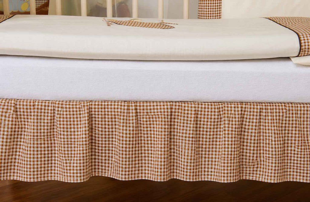 Dust Ruffle Crib - Bed Skirt - Masking flounce 120x60cm - brown checkered