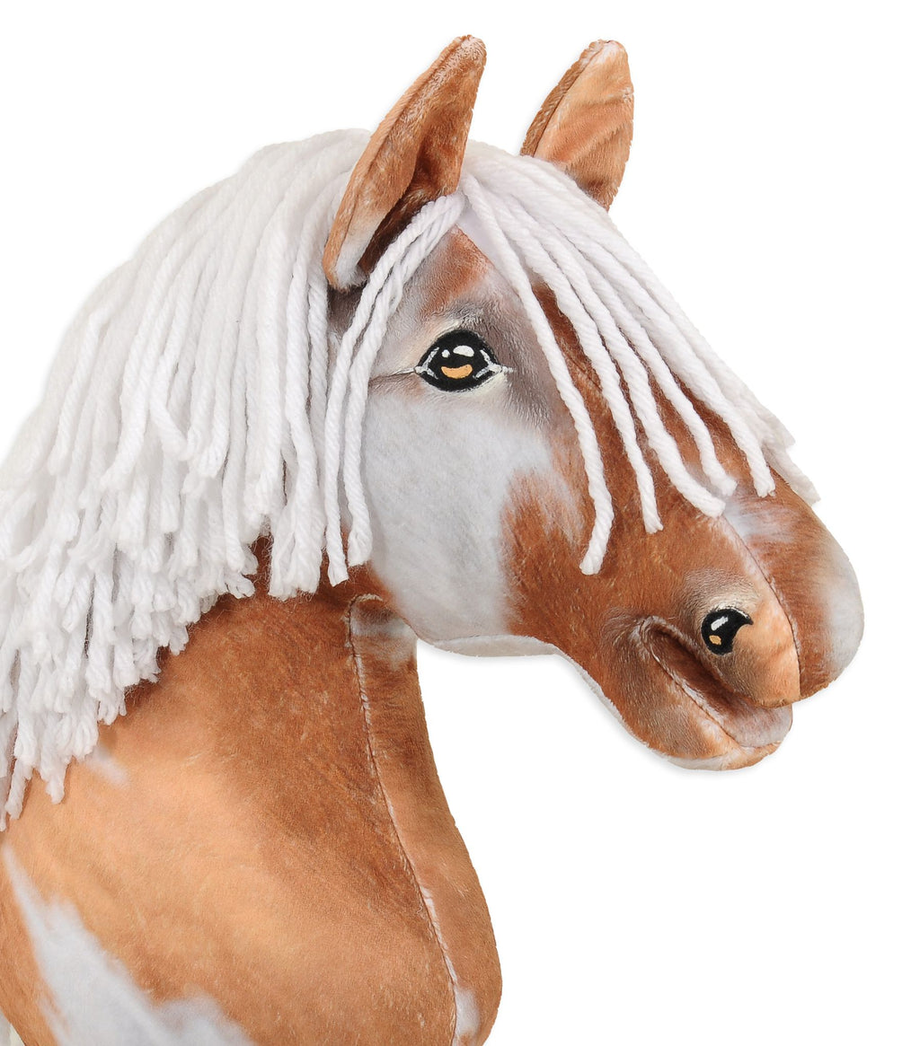 Horse on a stick Super Hobby Horse Premium - tobiano bay horse with a white mane A3