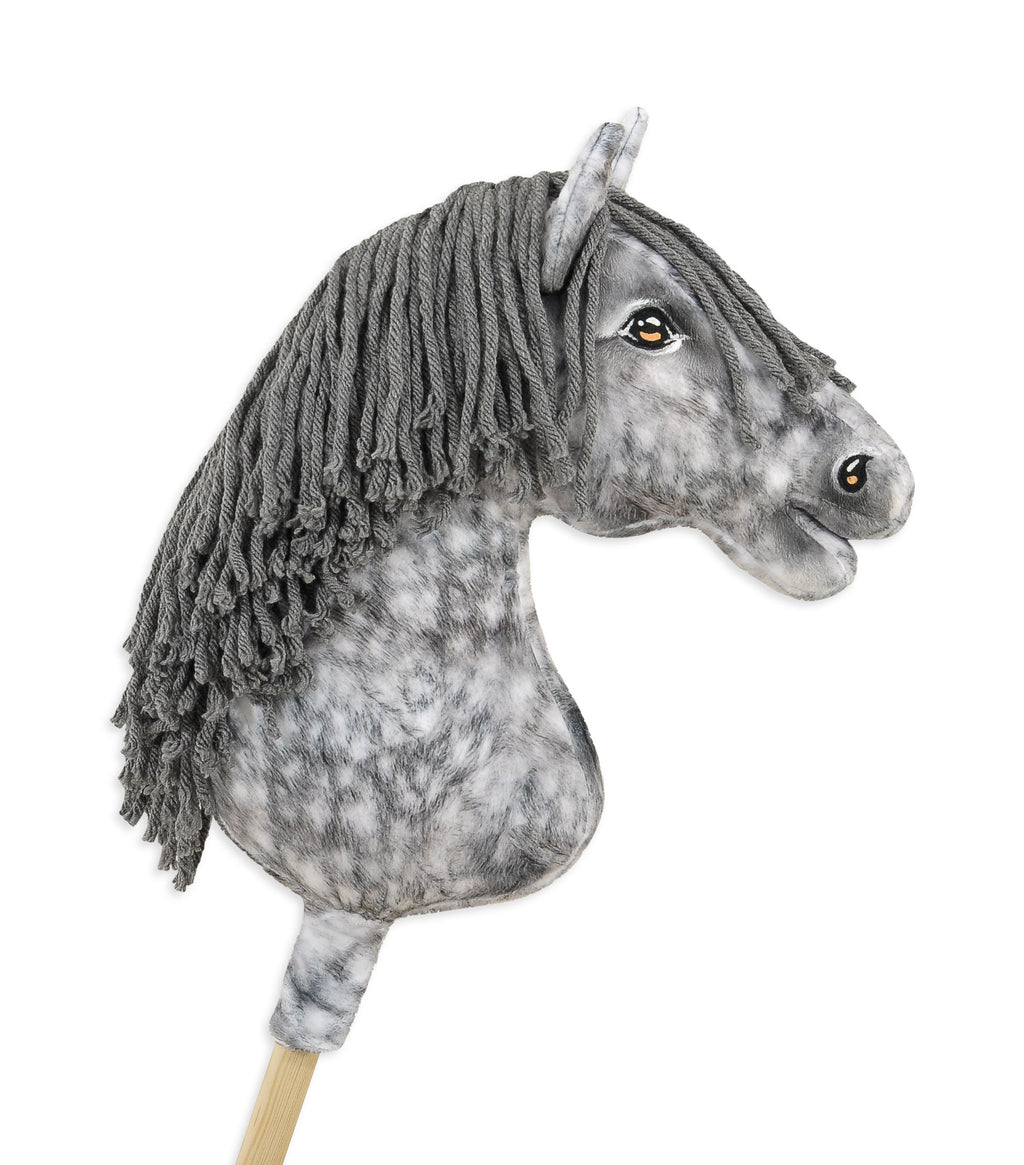 Horse on a stick Super Hobby Horse Premium - dapple grey horse with a grey mane A3