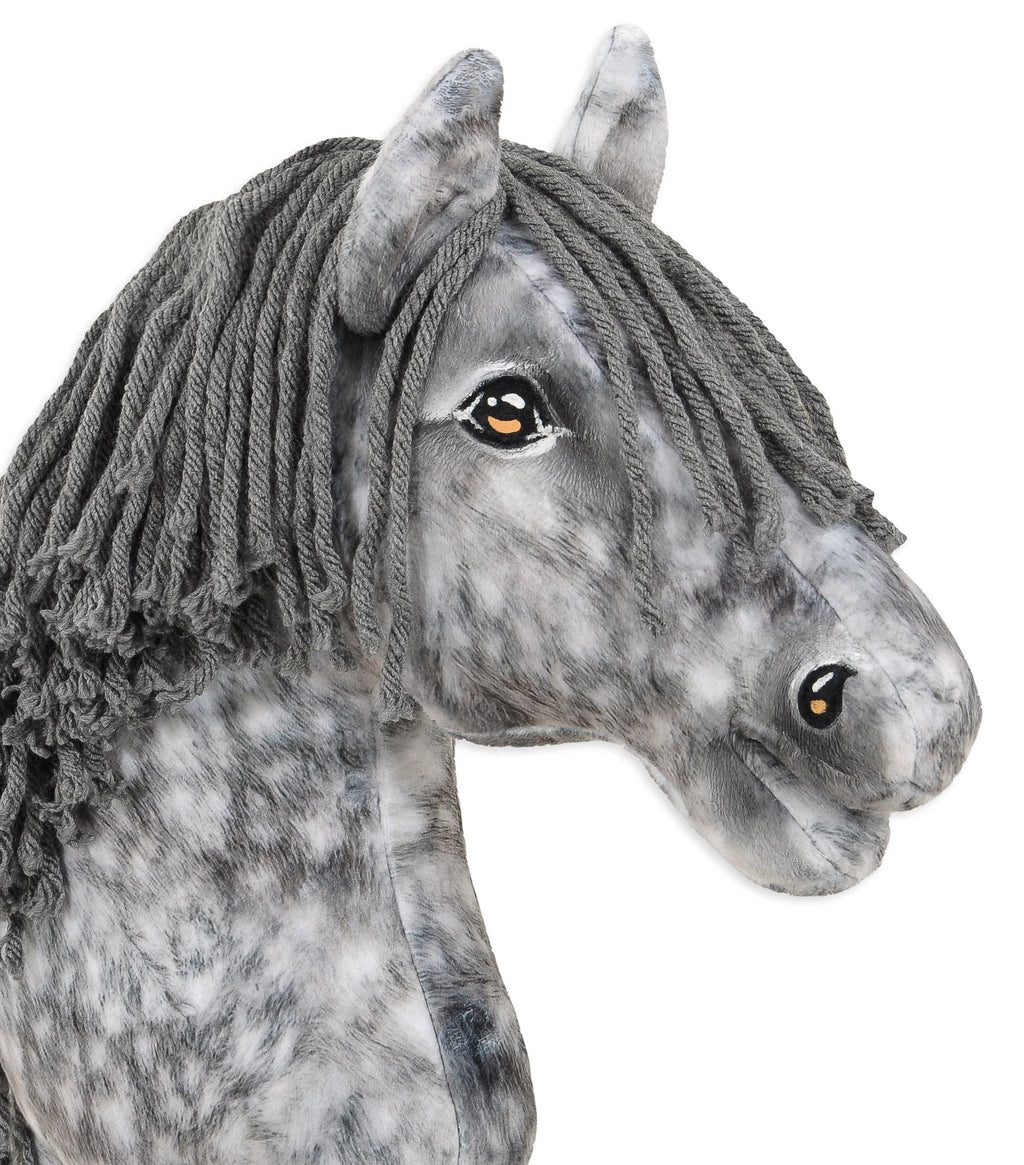 Horse on a stick Super Hobby Horse Premium - dapple grey horse with a grey mane A3