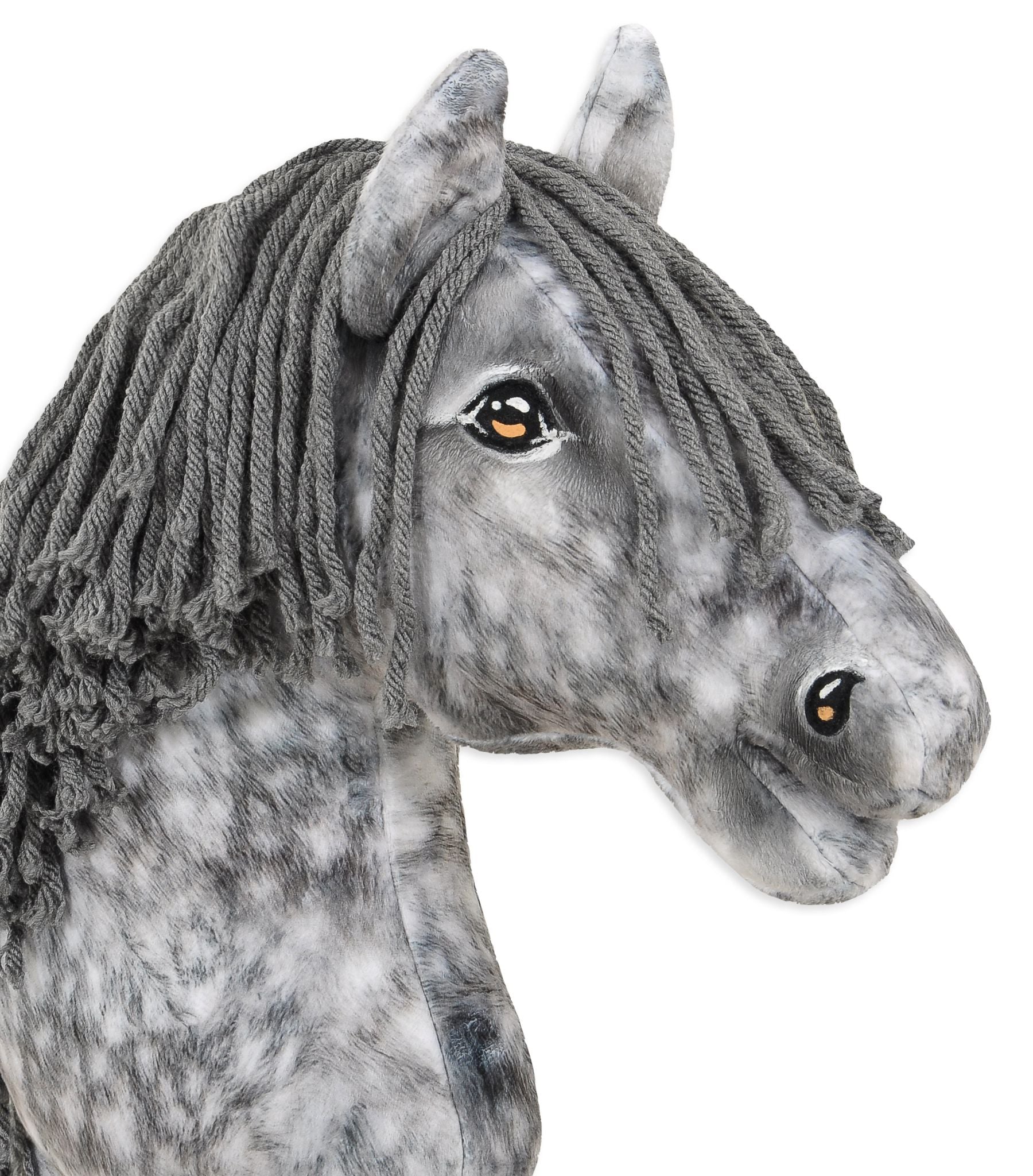 Horse on a stick Super Hobby Horse Premium - dapple grey horse with a grey mane A3