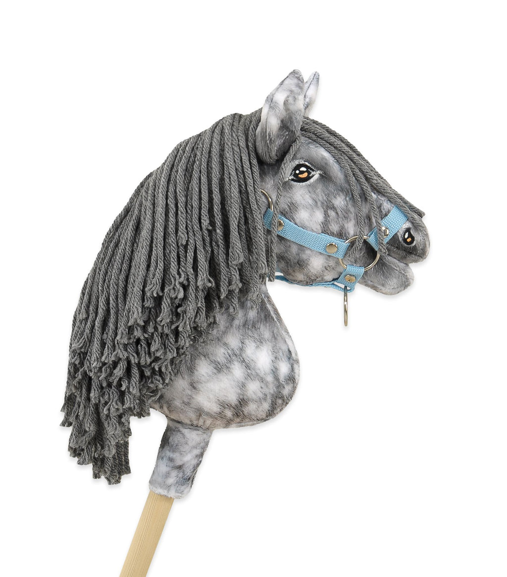 Horse on a stick Super Hobby Horse Premium - dapple grey horse with a grey mane A4