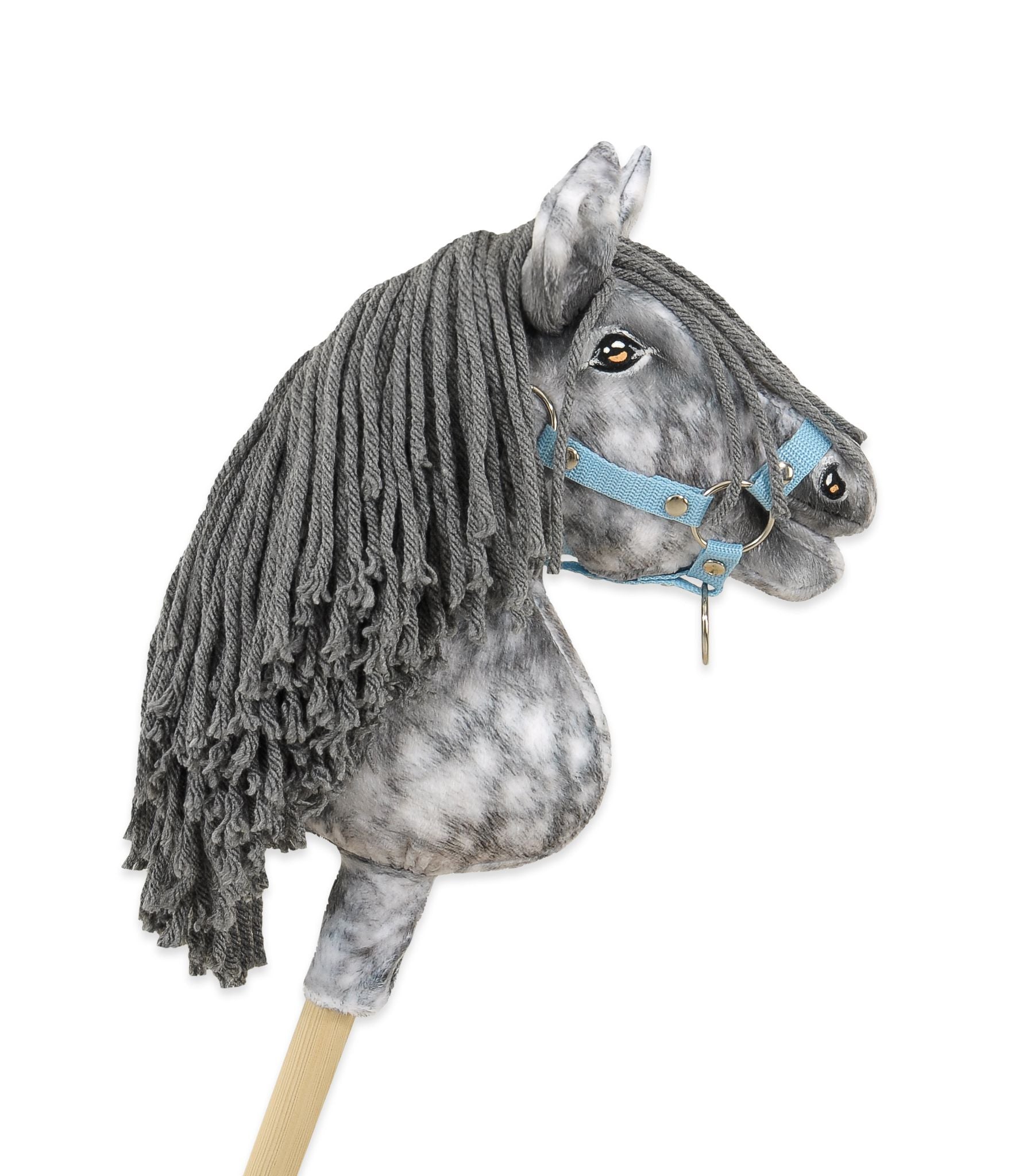 Horse on a stick Super Hobby Horse Premium - dapple grey horse with a grey mane A4