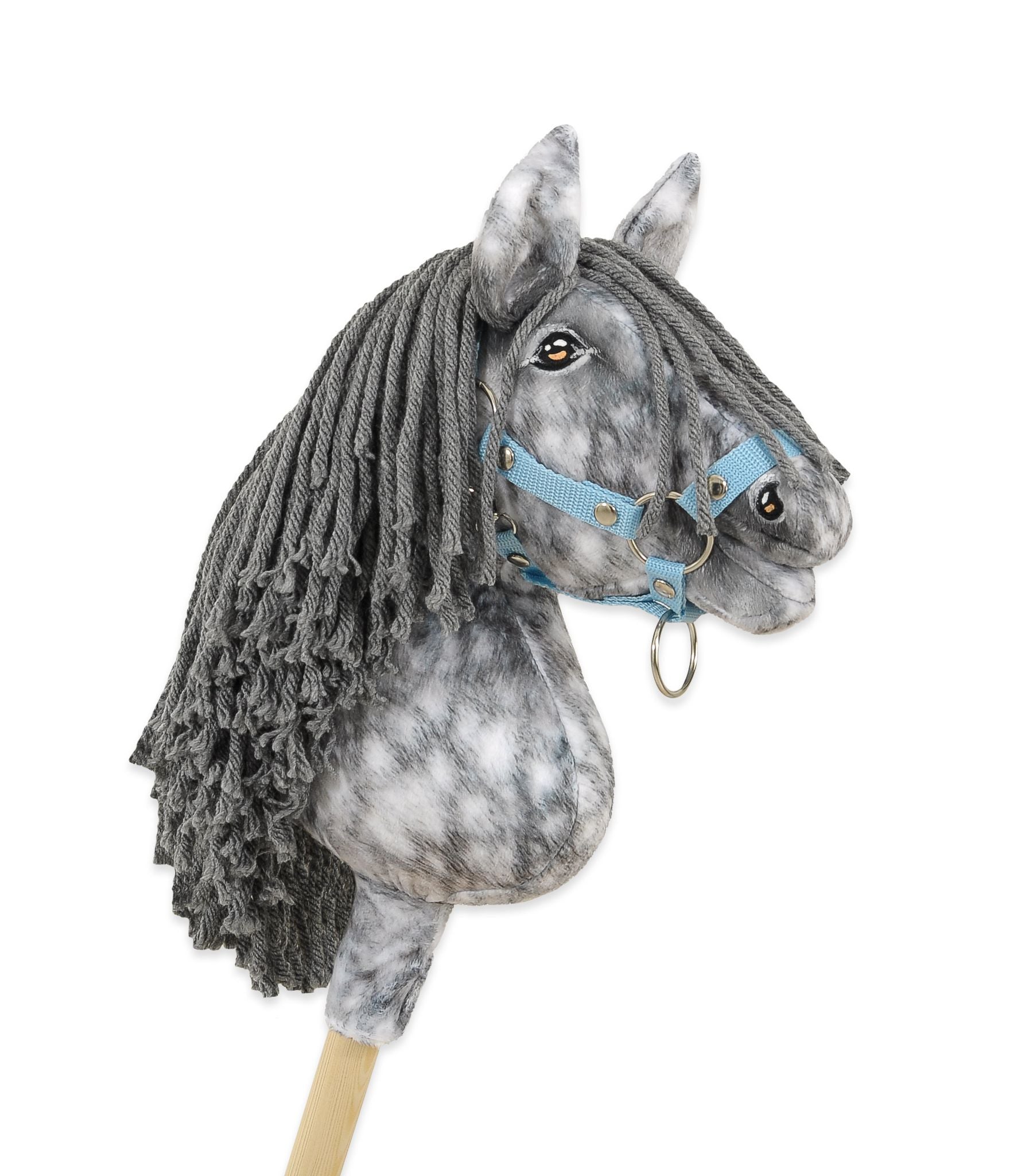 Horse on a stick Super Hobby Horse Premium - dapple grey horse with a grey mane A4