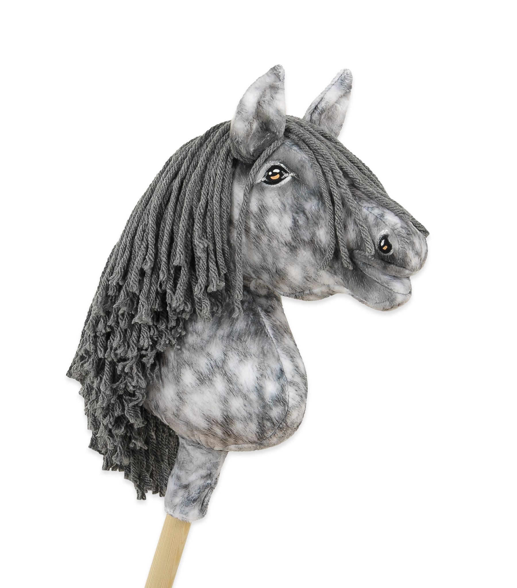 Horse on a stick Super Hobby Horse Premium - dapple grey horse with a grey mane A4