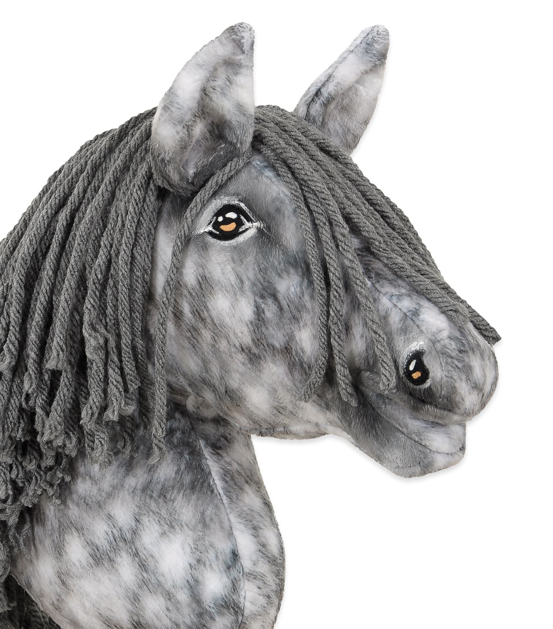 Horse on a stick Super Hobby Horse Premium - dapple grey horse with a grey mane A4