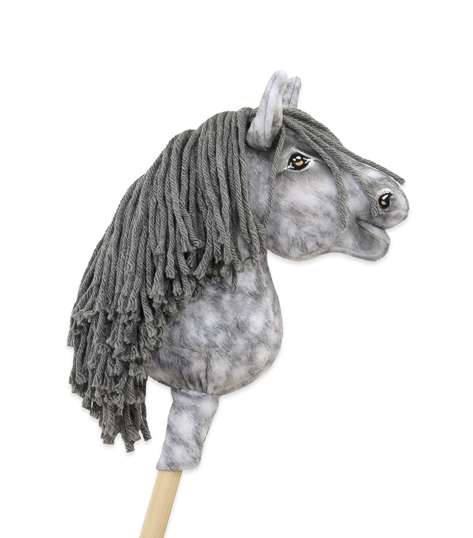 Horse on a stick Super Hobby Horse Premium  dapple grey horse with a grey mane A5